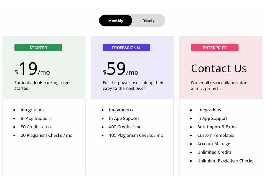 copysmith pricing plans