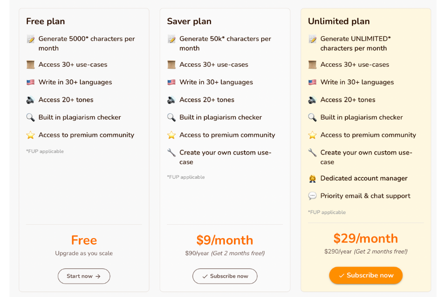 rytr pricing plans