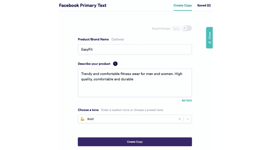 Facebook primary text template